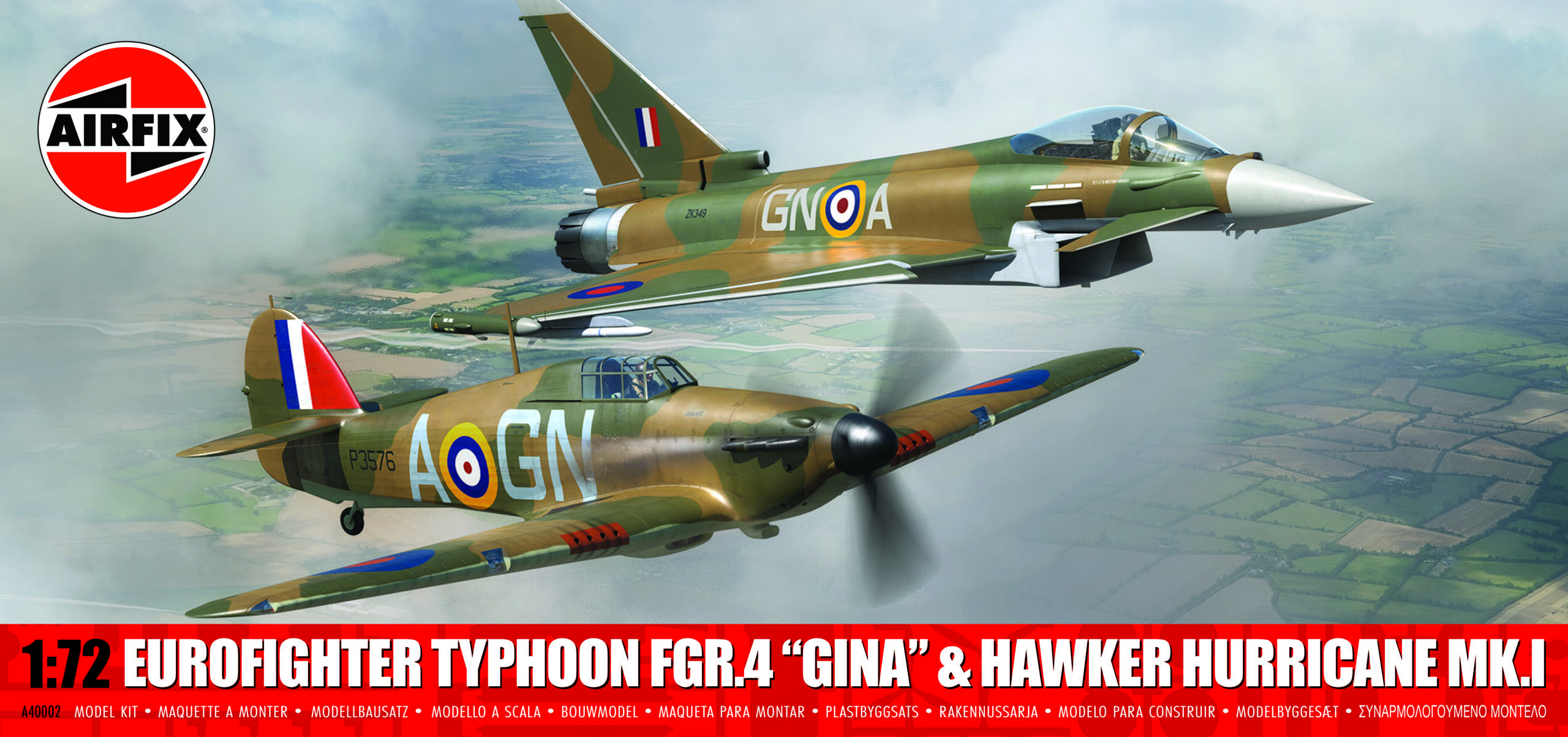 Airfix A40002 Twin Pack Eurofighter Typhoon FGR.4 (GINA) + Hawker Hurricane Mk.I